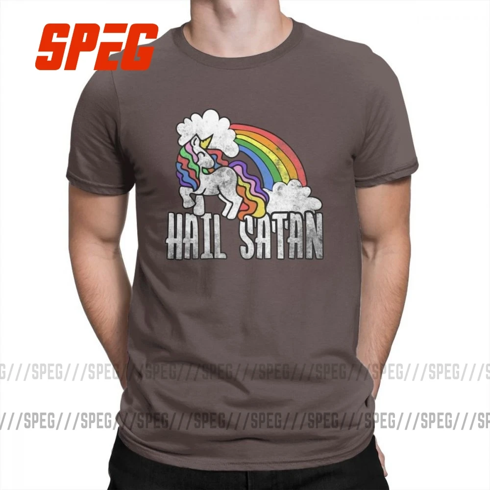Hail Satan Retro Rainbow Unicorn T 