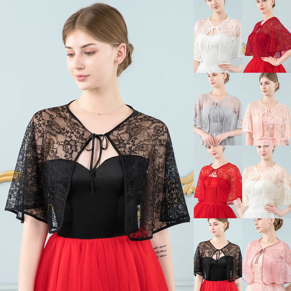 Wedding Women Thin Summer Lace Bridal Cape Party Prom Lady up Bolero Evening Shrug Accessory Shawl Elegant Soft Wrap |