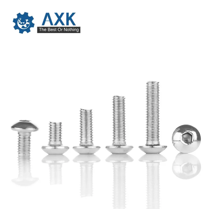 Винты AXK M4 M5 M6 ISO7380 из нержавеющей стали 304 A2 с круглой головкой винты шестигранным