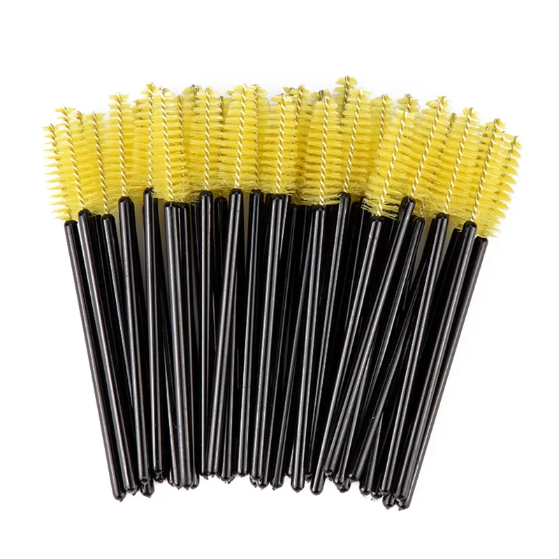 Yellow Black Zwellbe Хорошее качество одноразовые 25 шт./упак. ресниц макияж кисти Мини палочки с кисточкой для туши для наращивания ресниц инструмент - Handle Color: Yellow Black