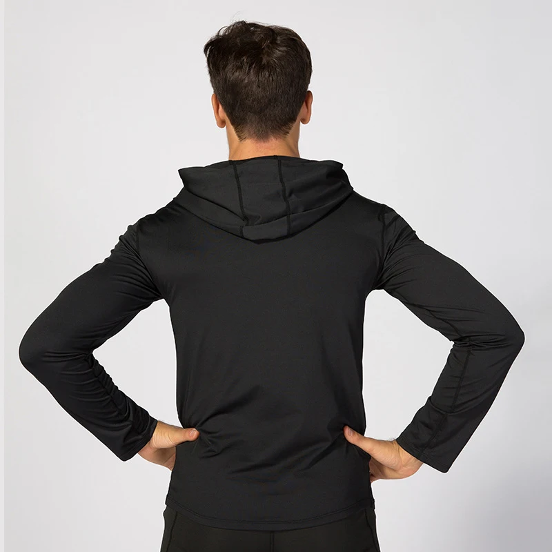 Men Quick Dry Long Sleeve Workout Athletic Hoodie Jacket Sports Training Hooded Coat XR-Hot