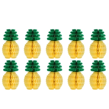 

10 Packs Pineapple Honeycomb Centerpieces Paper Pineapple Table Decoration for Hawaiian Luau Party Supplies Favors