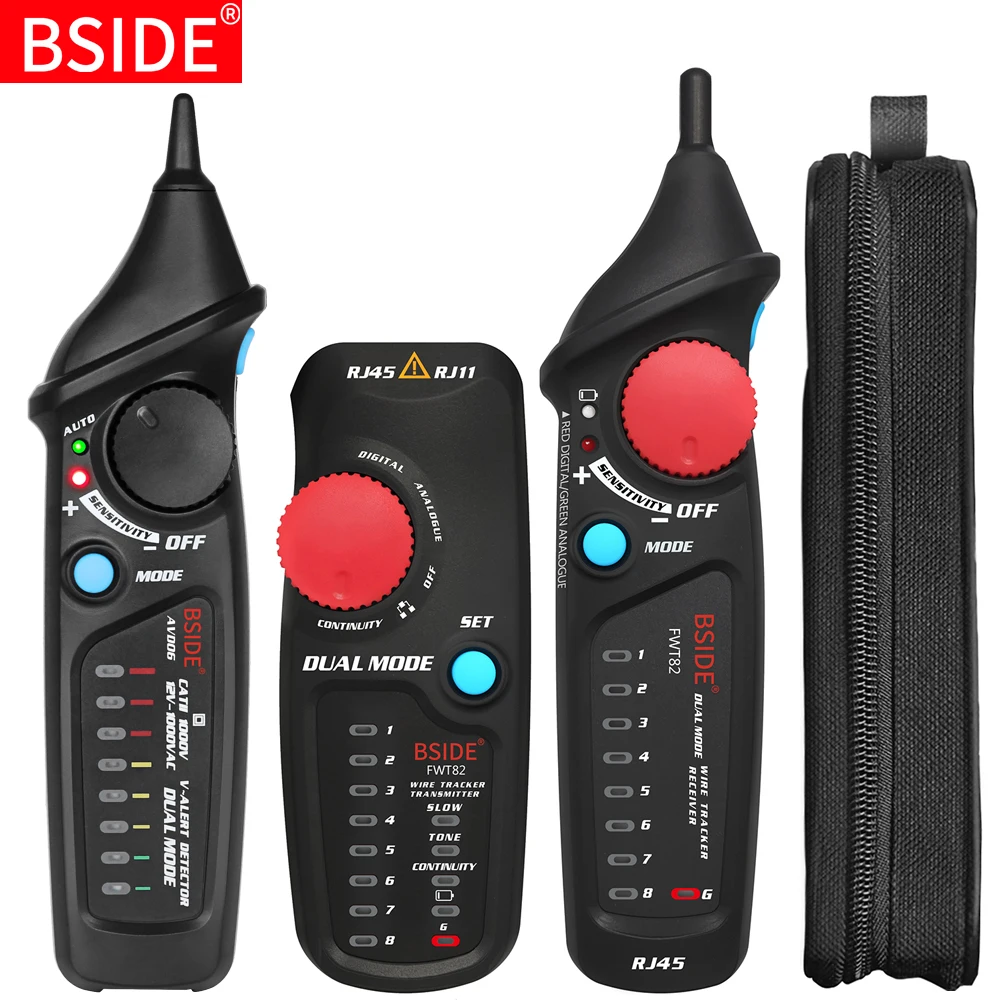 

Portable Network Ethernet Cable Tester Tracker BSIDE FWT11/81/82 RJ45 RJ11 RJ12 CAT5 CAT5e LAN Repair Tool Kit
