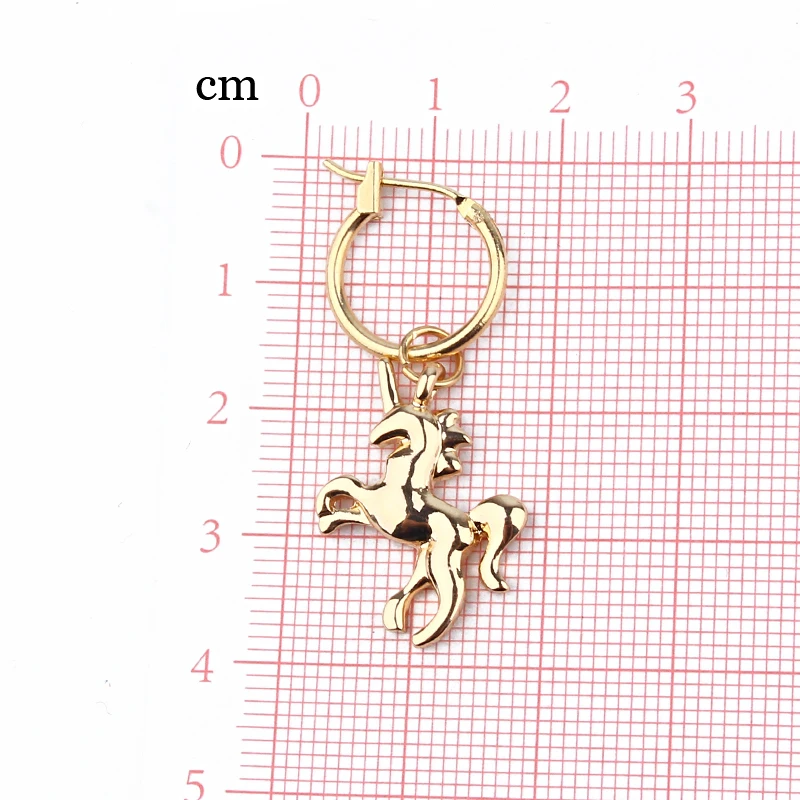 1 пара, милые панковские серьги-кольца с единорогом и бесконечными кругами, персонализированные серьги с животными и лошадками золотого и серебряного цвета для женщин, ювелирные изделия