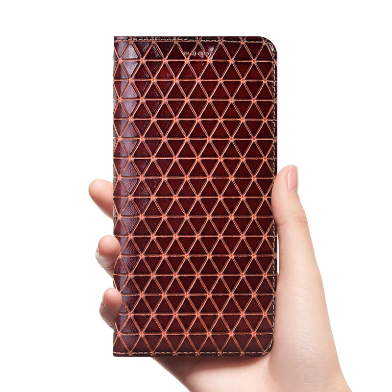 

Genuine leather Geometric grain case for iphone 6 6s 7 7 plus 8 8 plus Flip wallet magnetic stand Cowhide cover shells bags