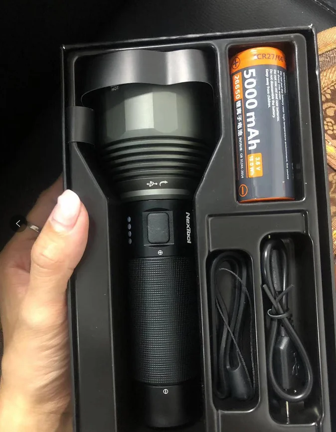 Black with battery XIAOMI Youpin NexTool перезаряжаемый светильник-вспышка 2000лм 380 м 5 режимов IPX7 водонепроницаемый светодиодный светильник тип-c фонарь для кемпинга - Цвет: Black with battery