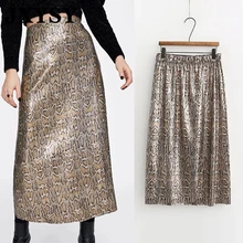 JXYSY, английская, офисная, Дамская, высокая талия, элегантная, с блестками, Змеиный узор, с принтом, юбка миди, для женщин, faldas mujer moda,, юбки для женщин