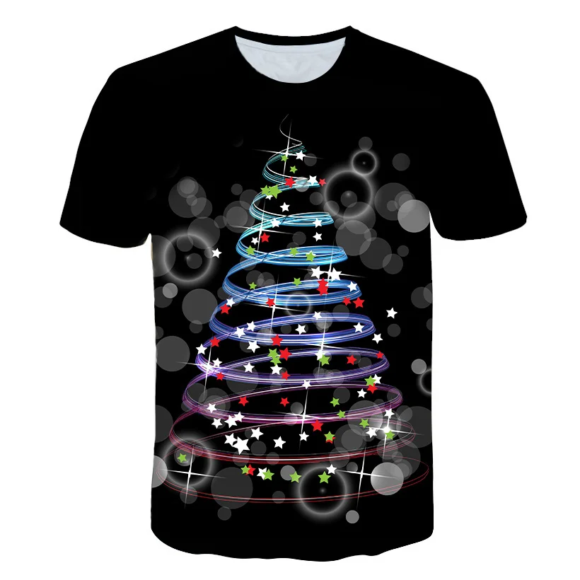 Футболка с 3d принтом рождественской елки горячая Распродажа футболка большого размера Новая модная футболка Мужская/женская летняя футболка с 3D рисунком S-6XL
