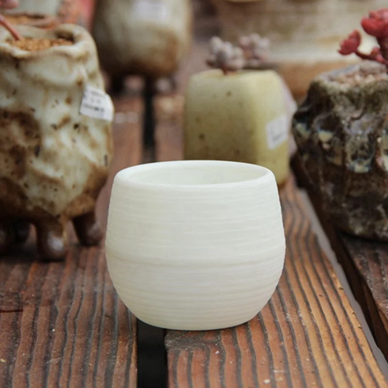 

Flower Pot Mini Solid Color Round Resin Plastic Planter Home Office Decor for Cactus Gardening Succulents Double Layer Pot