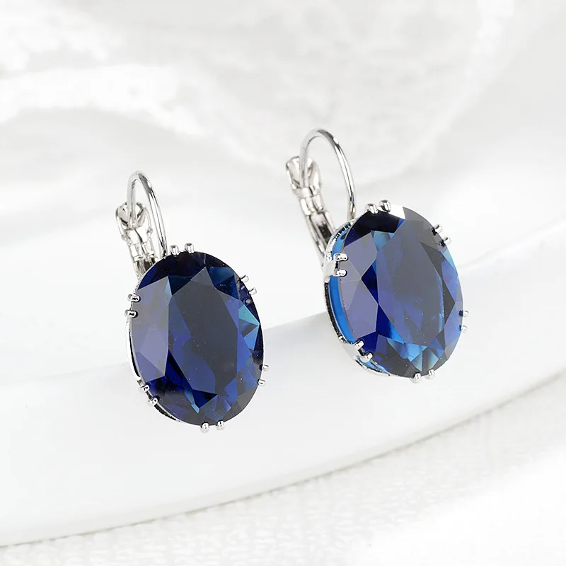 Jellystory Silver 925 Earrings Jewelry with Multicolor Oval Shape Sapphire Drop Earrings for Women Wedding Party Gifts Wholesale