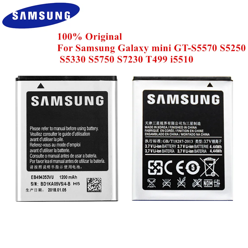 Батарея EB494353VU для samsung Galaxy Mini GT-S5570 S5250 S5330 S5750 S7230 S5232 C6712 T499 I5510 i559 1200 мА-ч
