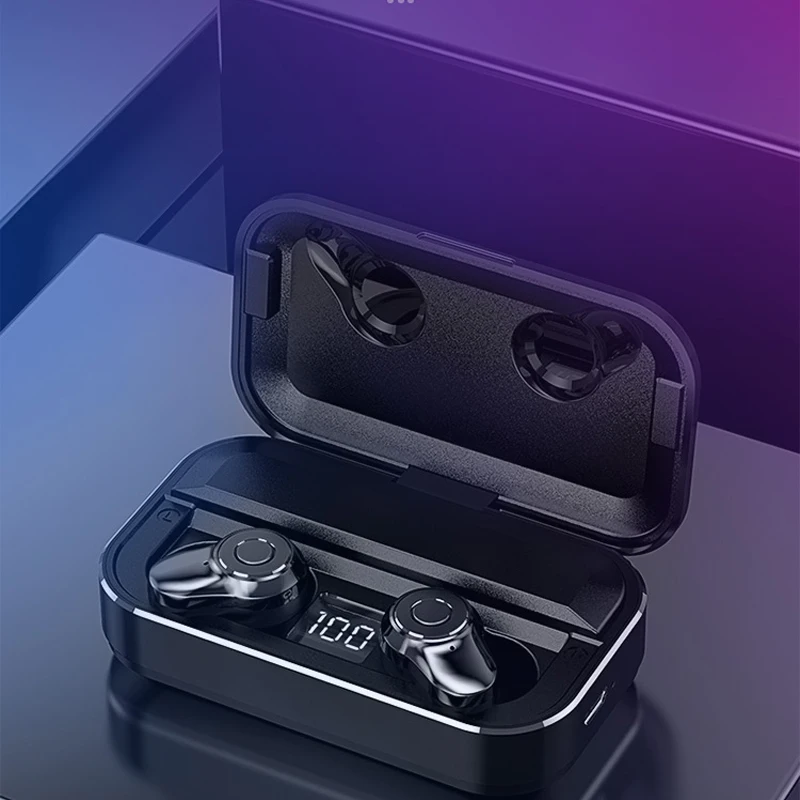 TWS 5,0 беспроводные наушники Smart Touch Bluetooth гарнитура стерео Бас спортивные наушники 3500 мАч батарея с микрофонами - Цвет: BLACK