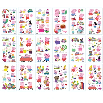 

Peppa Pig Tattoos Sticker Cartoon Adhesive Stickers Anime Figure DIY Party Decoration Diary Stickers Toys for Children