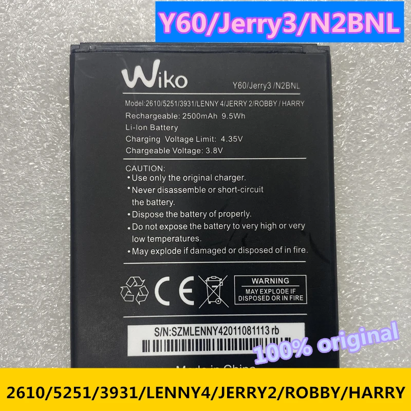 Оригинальный аккумулятор 2500 мАч для Wiko 2610 / 5251 3931 LENNY4 JERRY2 Jerry 2/ROBBY/Гарри/Y60/Jerry3 3/ N2BNL |