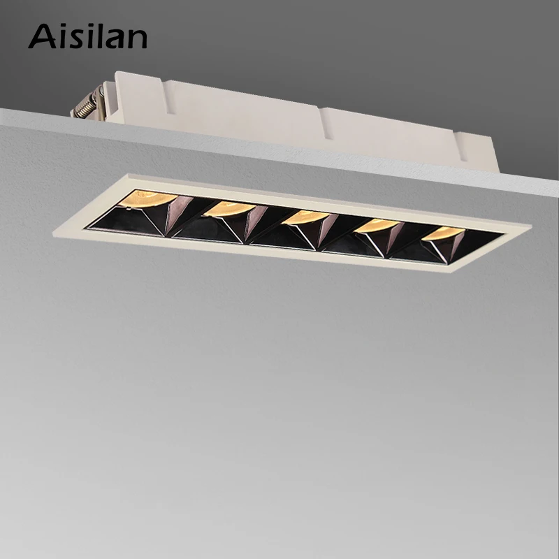 US $39.40 Aisilan Led Grid Ceiling Spot Light Embedded Downlight Line Lights COB Rectangular Ceiling Lamp Without Main Lights CREE