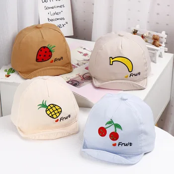 

Baby boy girl hats Cartoon fruit embroidery children's hat 2020 spring and autumn new baby soft along baseball caps baby sun hat