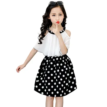 

Girl Summer Dresses Dot Pattern Girl Child Dress Off Shoulder Kids Dresses 2020 Newest Girls Clothes 6 8 10 12 14 Year