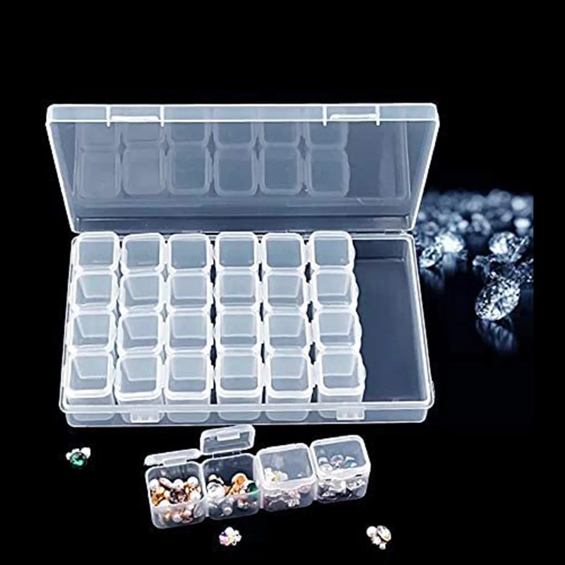 28 グリッドプラスチック製の収納ボックスジュエリービーズ収納ケース透明コンパートメント医学ボックスオーガナイザオーガナイザー Diamond Painting Cross Stitch Aliexpress