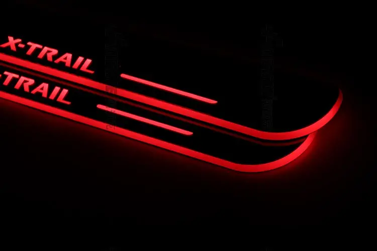 Новое поступление 2 шт. отличный автомобильный стиль Led движущиеся двери потертости, педаль автомобиля, Накладка на порог подсветка для ступеней для nissan x-trail