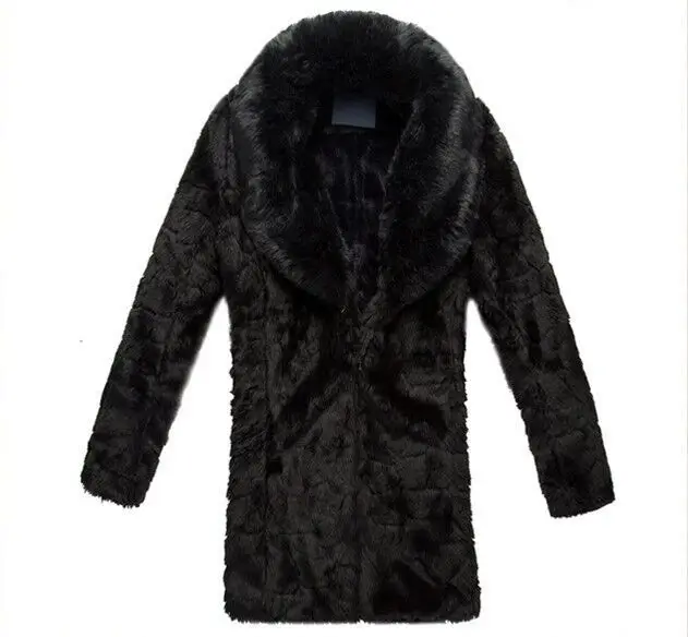3XL, большие размеры, Casaco De Pele, Vete, мужская зимняя куртка с искусственным мехом, меховая Толстая Шуба с большим лисьим меховым воротником, норковая шуба, V486