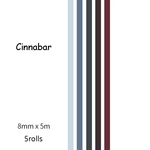 5 шт./лот простой набор декоративного скотча Васи сплошной цвет маскирующий, декоративный Скотч DIY Скрапбукинг Канцелярские Принадлежности для студентов офисные Shool поставка - Цвет: Cinnabar
