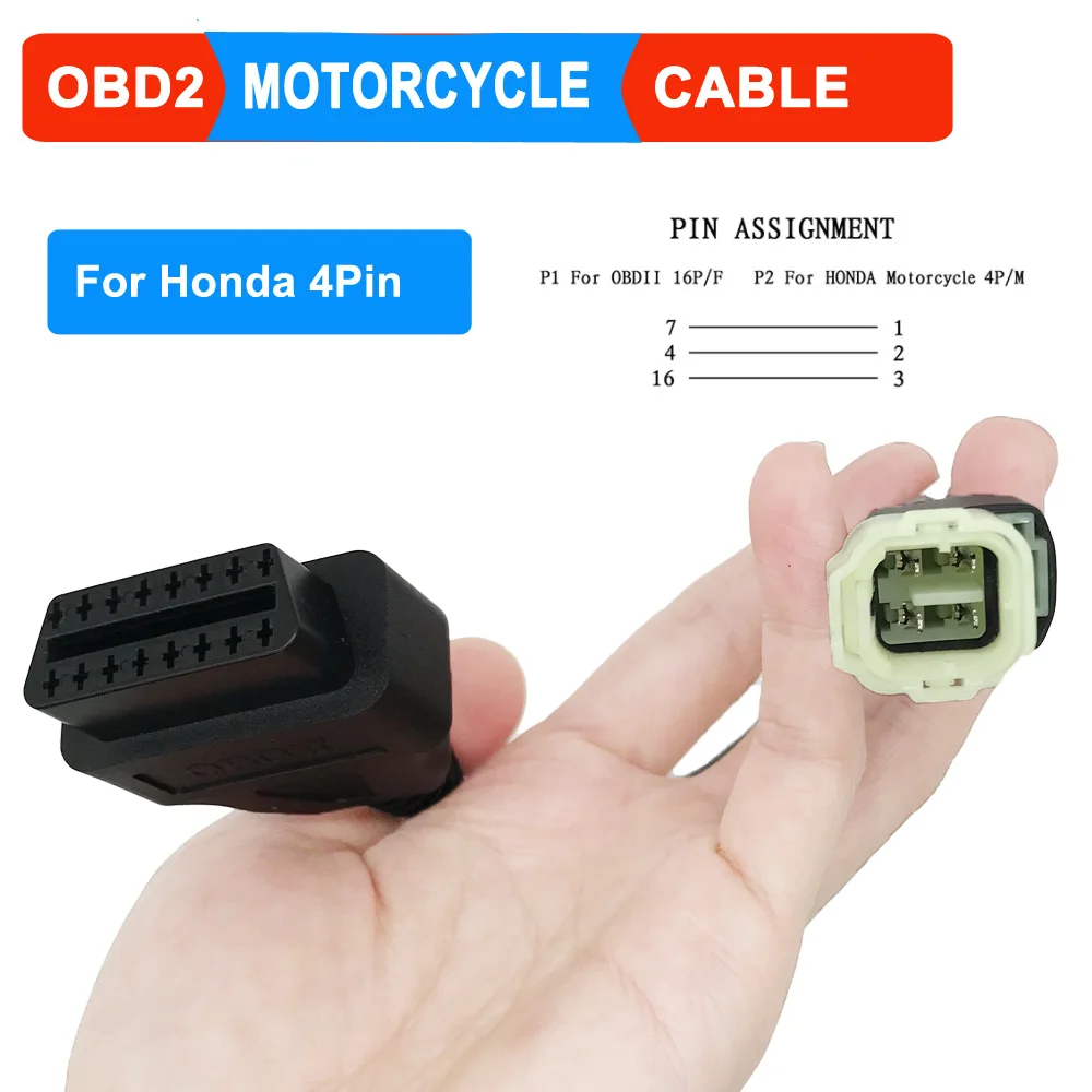 Obdオートバイケーブルホンダ4ピン/6pinプラグケーブル診断ケーブル4PinにOBD2 16ピンアダプタ