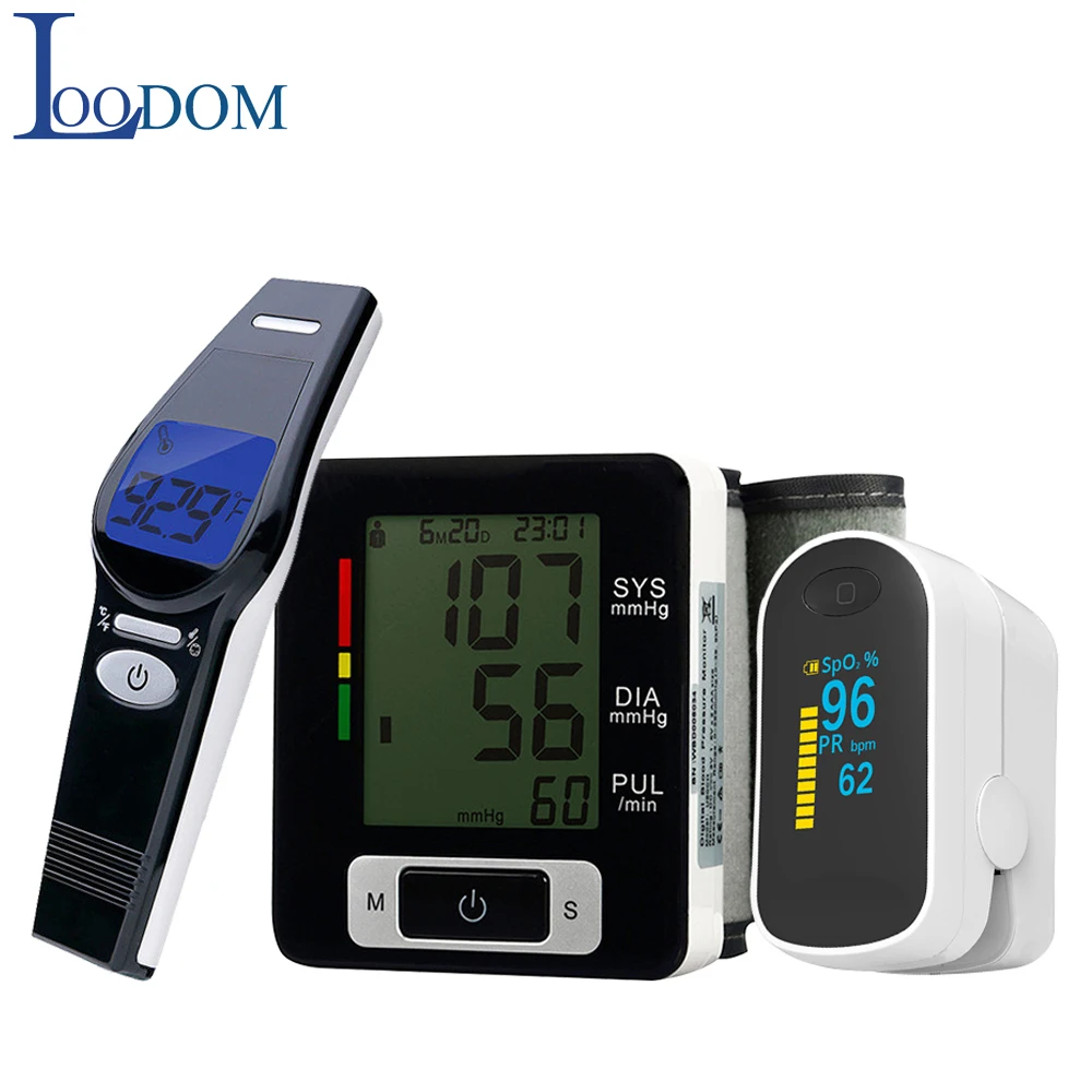 

Loodom Finger Pulse Oximeter OLED oximetro de pulso Portable blood Thermometer FDA Wrist Blood Pressure Monitor Thermometro
