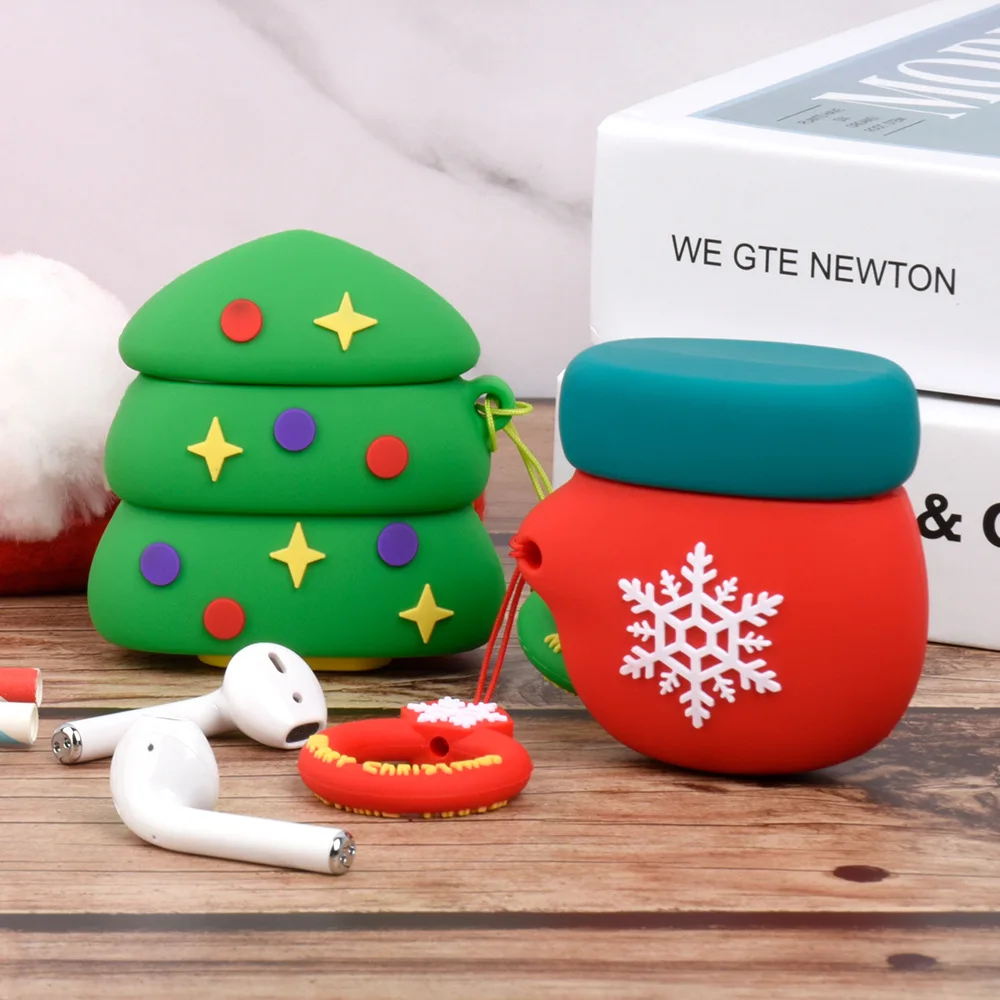 Рождественские милые аксессуары для Iphone Airpods чехол наушников Apple air pods 1/2
