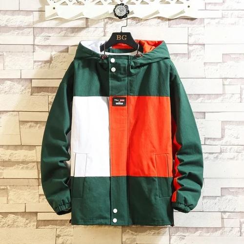 Dark green Новая Черная Лоскутная Военная Толстовка Куртка мужская Осенняя хип-хоп японская Толстовка уличная одежда свободная повседневная куртка с капюшоном - Цвет: Dark green