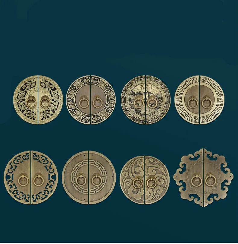 Dia 140 150MM Retro Chinese Round Copper Handles Furniture Door Pulls Vintage Bookcase Bronze Cabinet Knob Cupboard Kitchen Pull |