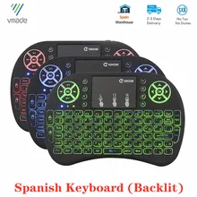 I8 Mini kablosuz arkadan aydınlatmalı klavye İspanyolca sürüm 2.4Ghz hava fare Touchpad akıllı android TV kutusu Mini dizüstü bilgisayar gemi ispanya'dan