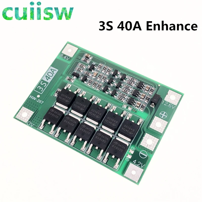 Li-ion Lithium Battery Charger Protection Board 18650 BMS 3S/4S 40A 60A 11.1V 12.6V/14.8V 16.8V Enhance Balance for Drill Motor lithium battery charger lithium battery board battery protection module battery charger module battery protection board