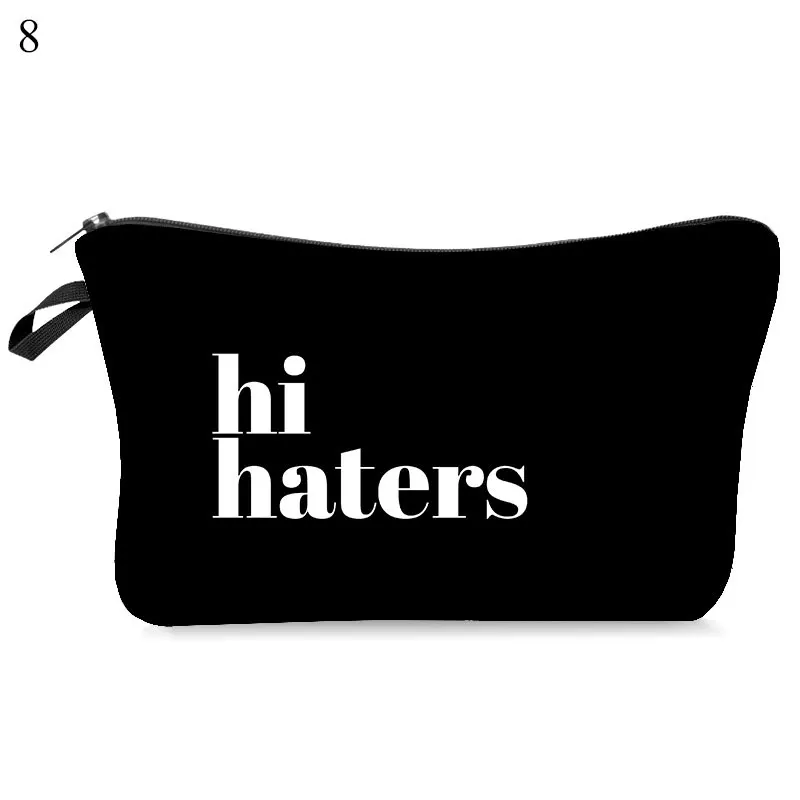 Cosmetic Bag Waterproof Printing Black Letters Toilet Bag Ladies Women Makeup Bag Canvas Custom Style for Travel - Цвет: 8