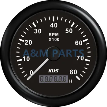

KUS Boat Tachometer LCD Hourmeter Boat Outboard Tachometer Black 12V/24V 8000RPM