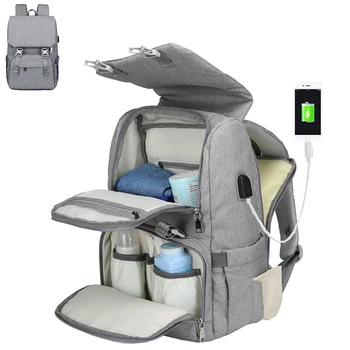

USB Waterproof Pram Stroller Diaper backpack Maternity mommy Nappy Travel Multifunction Baby care changing Bag Nursing for moms