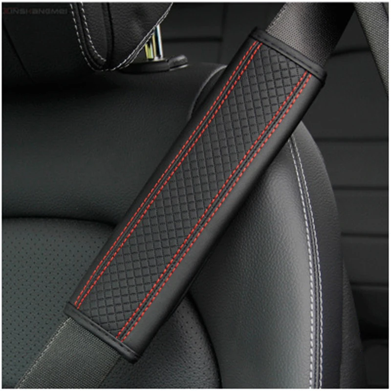 Car PU Leather Safety Belt Covers Shoulder Cover Breathable Pad Padding