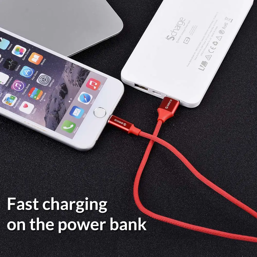 ORICO зарядка через usb плетеный кабель TYPE-A освещение 8-контактный кабель синхронизации данных и зарядки с Светодиодный индикатор для iPhone 7 6 5