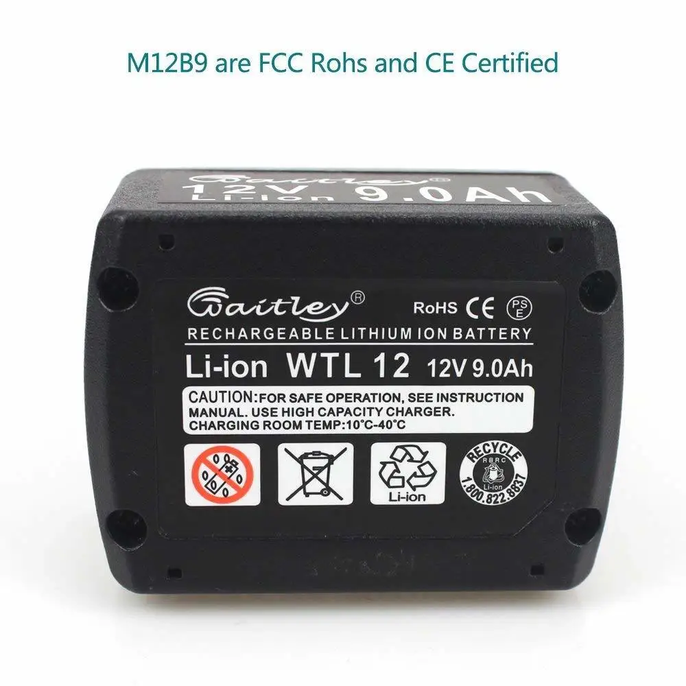 Waitley 2 шт. 12В 9.0Ah сменная батарея для Милуоки Электроинструмент M12 12 Вольт 9000 мАч
