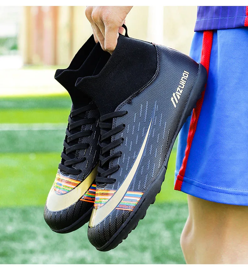 Крытые кроссовки для бега, футбола футбольные бутсы мужские высокие ботильоны для мальчиков футбольные спортивные кроссовки оригинальные сверхтонкие футбольные ботинки