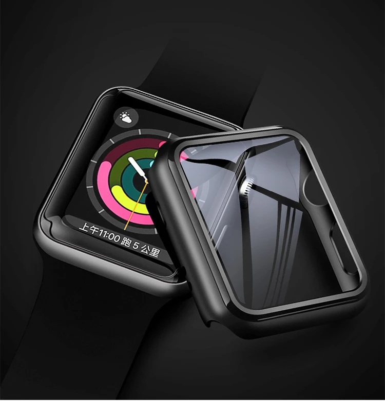 Чехол+ закаленное стекло для Apple Watch, 40 мм, 44 мм, серия 5, 4, защитная пленка для экрана, чехол-бампер для iwatch, серия 5, 4, 3, 44 мм, 42 мм