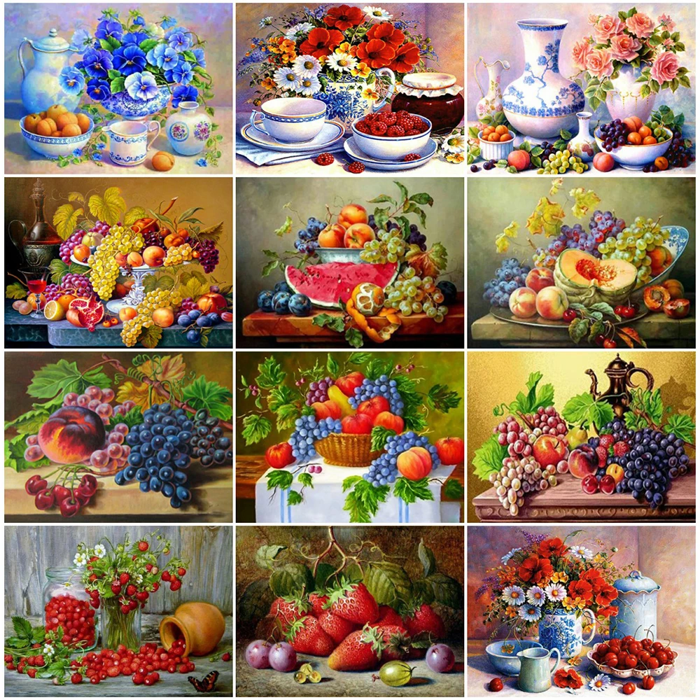 Diamond Embroidery Picture Kitchen-Decor Fruit Raspberry Evershine Flowers DIY Square