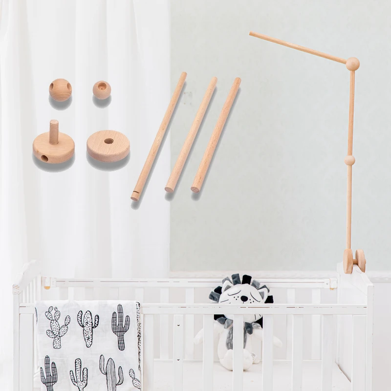 7Pcs Assembly Rattles Bracket Set Infant Crib Mobile Bed Bell Bracket Protection Newborn Baby Toys Wooden Bed Bell Accessories