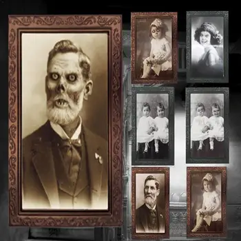 

Halloween Bar Haunted House 3d Horror Portrait Ghost Decoration Props Photo Festival Frame Frame Face Halloween Weird Stage Q8Q9