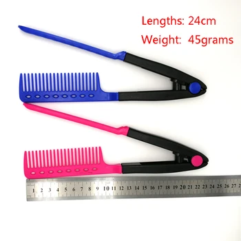 

cheap 5/10/20/50 PCS Salon Styling Hair Comb Blue Pink V Shape Plastic Hairdressing Straightening Tools