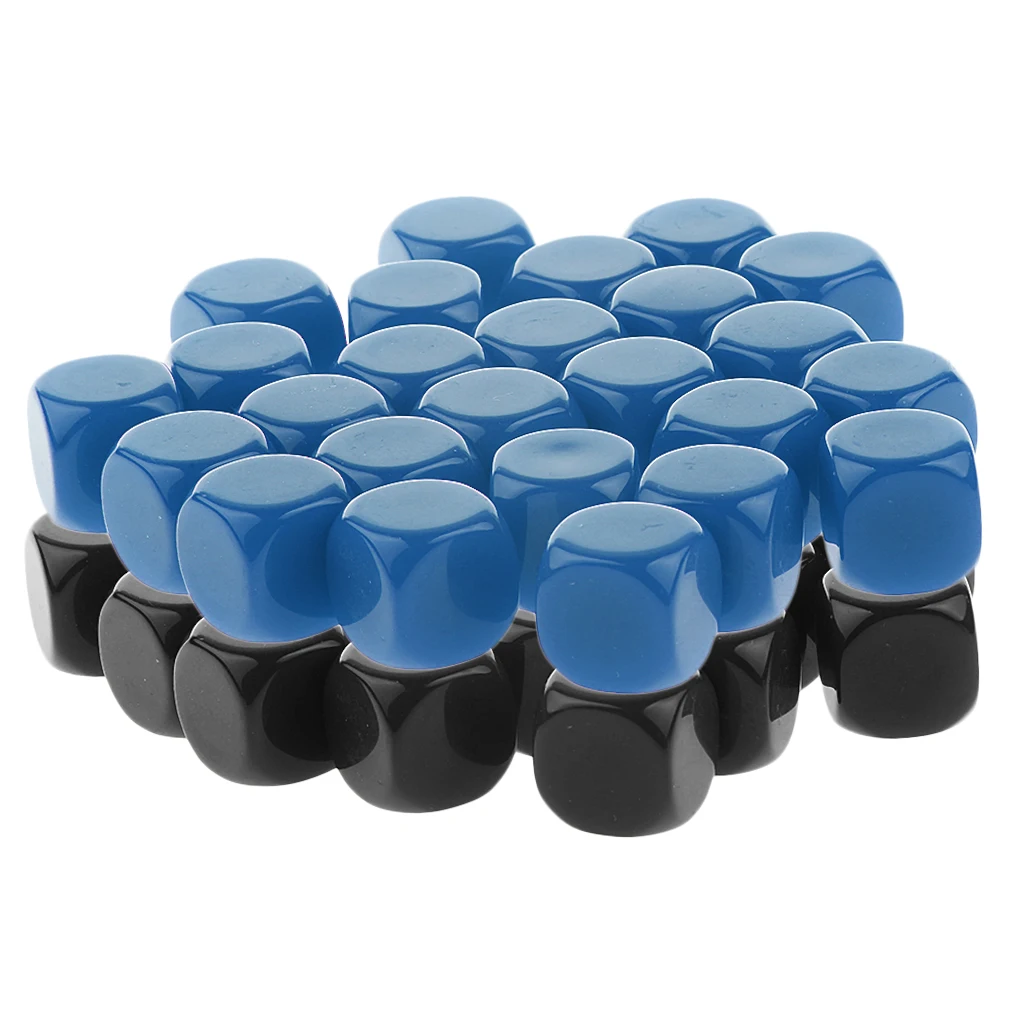 Black and Blue Набор из 50 непрозрачных шести сторонних игральных костей D6 для D&D ролевых игр - Цвет: Black and Blue