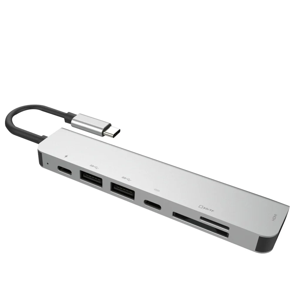 7 в 1 USB C док станция из алюминиевого сплава HD двойной 3 0 порт адаптер PD слот SD и TF