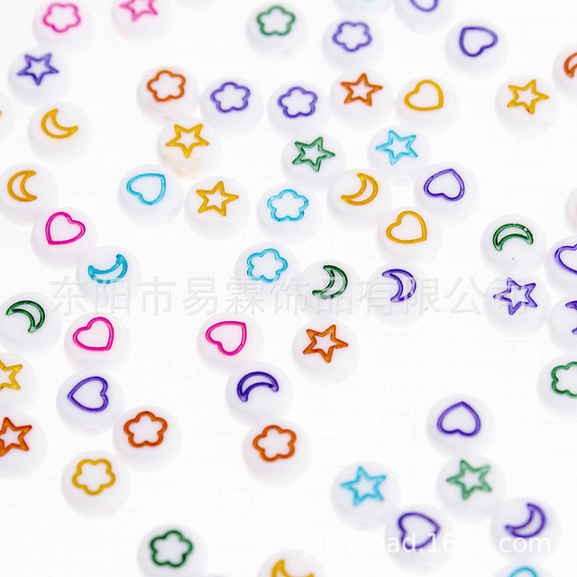 style 100pcs4*7mm acrylic letter beads oblate, star, moon, flower-shaped, heart-shaped mixed DIY jewelry accessories