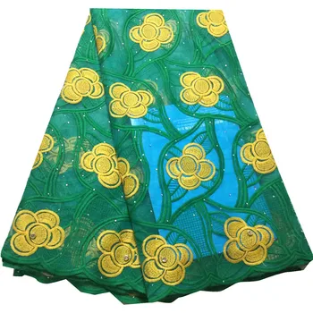 

Milk Silk French Mesh Embroidered Tull Net African Lace Fabrics with Big stones High Quality Nigeria Lace fabrics F4-2638