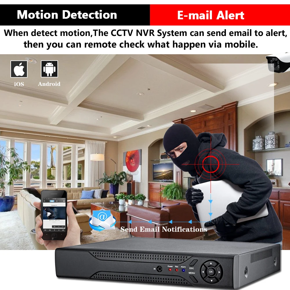 IP камера системы видеонаблюдения H.265 H.264 4/8 каналов 5 МП 4 POE NVR P2P ONVIF HDMI 2K 4K сетевой