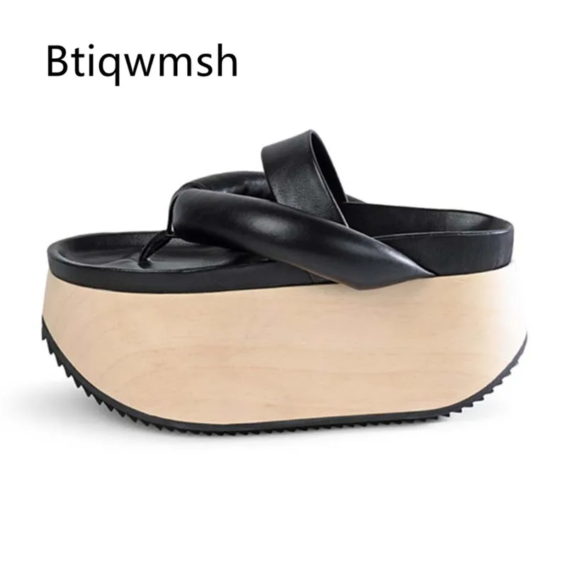 

2019 Novelty Clog Platform Sandals Women Flip Flops Leather Thick Bottom Wedge Shoes Woman Fashion Runway Slippers Casual Shoes